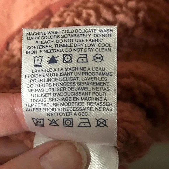 Lands End Sherpa Fleece Full Zip Up Womens Large Jacket Soft - Dark Rose Clay - Picture 10 of 10